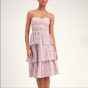 Lulu*s Purple Adorn Lavender Lace Strapless Cocktail Dress Size L